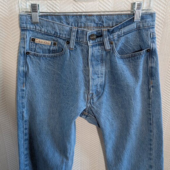 Calvin Klein Men’s Standard Straight Blue Jeans W28 L32 Button Fly Classic Denim - Picture 4 of 11